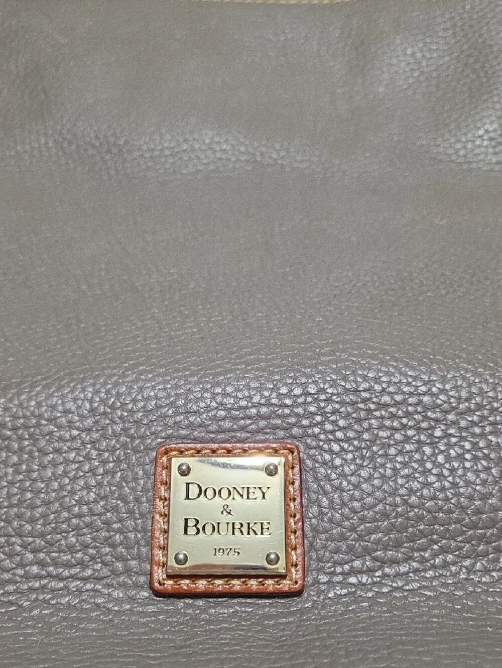 Dooney & Bourke Gray Pebbled Leather Crossbody with Brown Trim